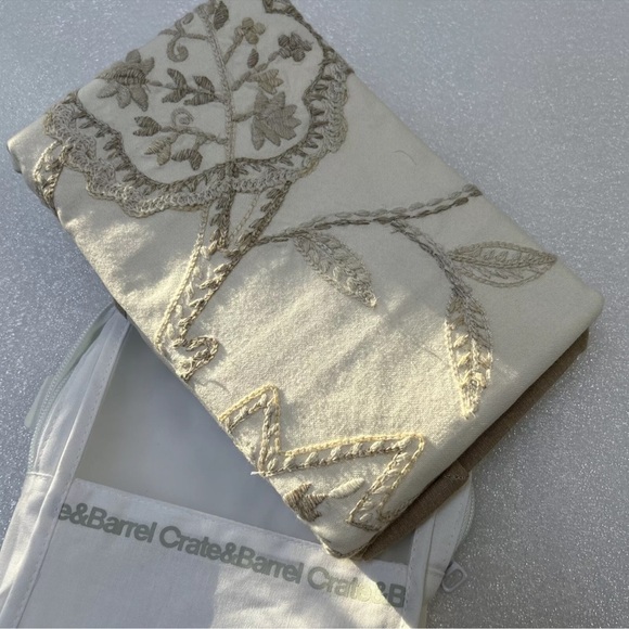 Crate & Barrel Grace Pattern Embroidery pillow sham-20x26 Standard, Bed, Beige - Picture 3 of 8